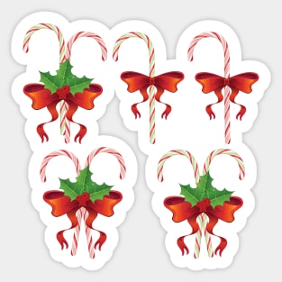 Candy Canes with Bow Sticker